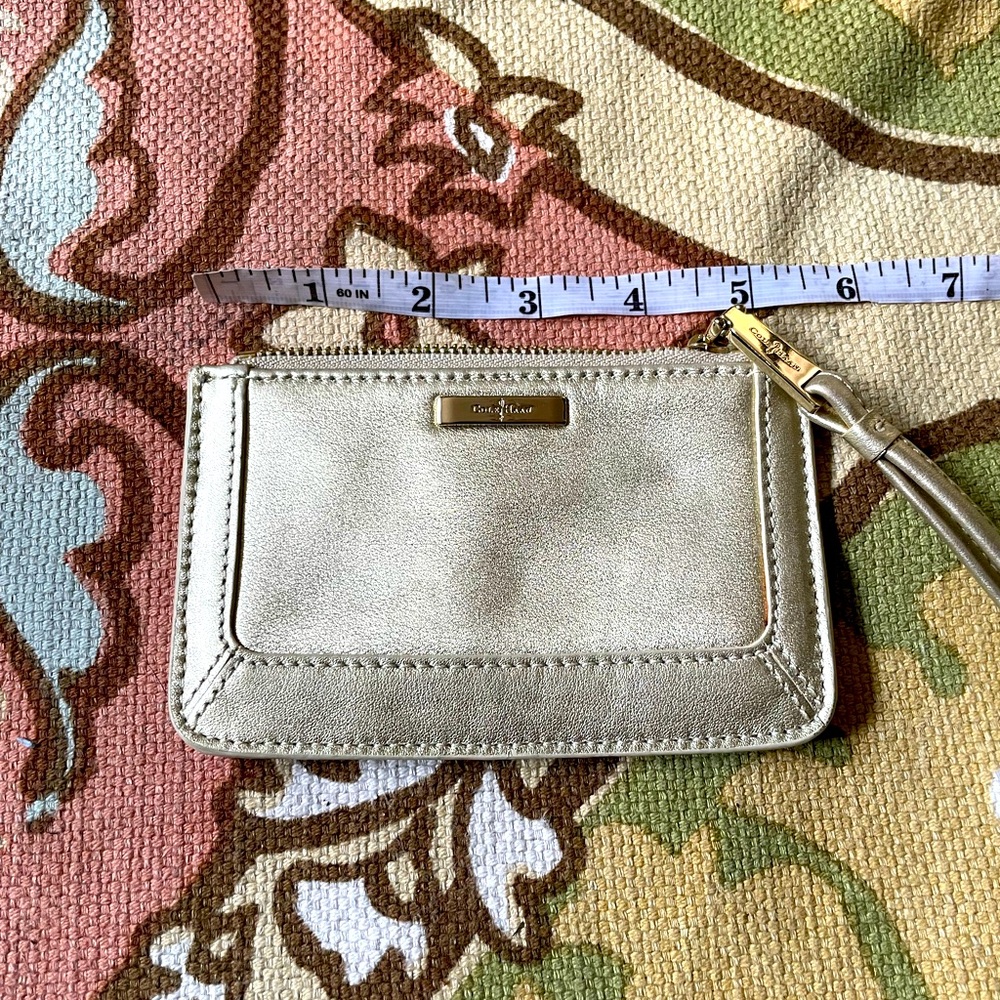 NWOT COLE HAAN Gold Leather Small Credit Card ID minimalist solid wallet